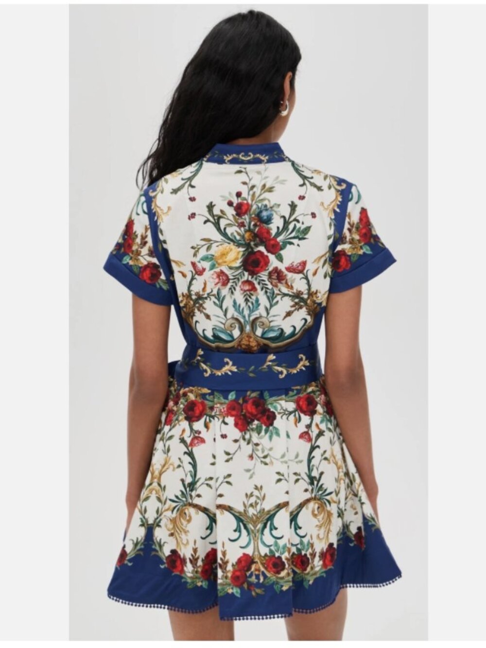 Alice and Olivia Lucy Short Sleeve Mini Shirt Dress w/Tie Belt - Picture 9 of 10